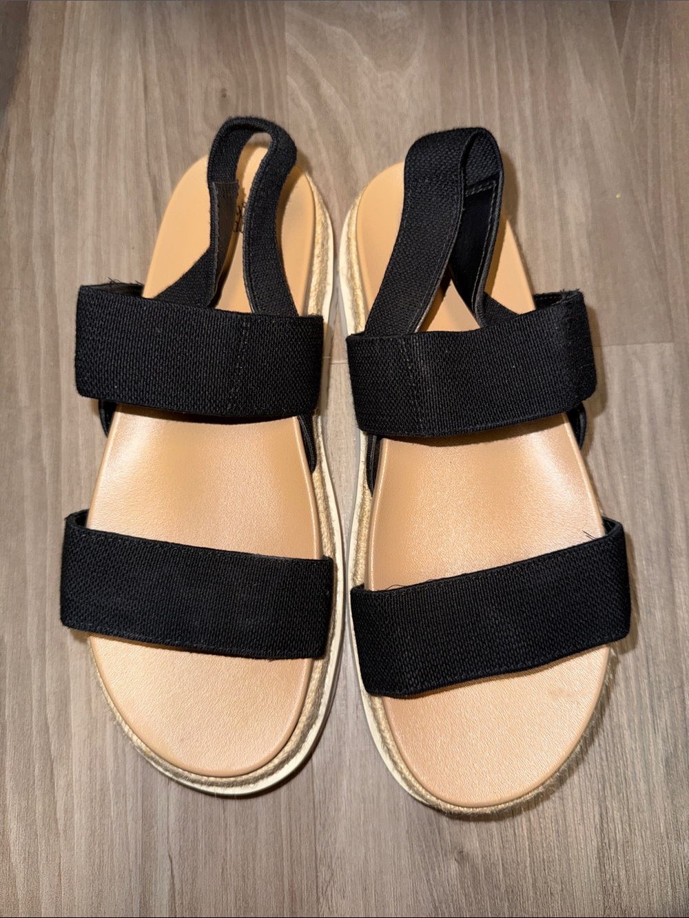 wild fable Black Strappy Slingback Sandals with Tan Footbed